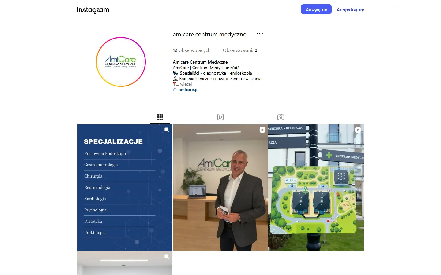 Profil AmiCare Centrum Medyczne na Instagram
